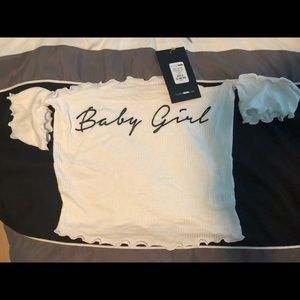 White “baby girl” crop top